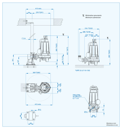 Погружной насос APX PRO 50-2/220 T (2,2 кВт, 400 В)